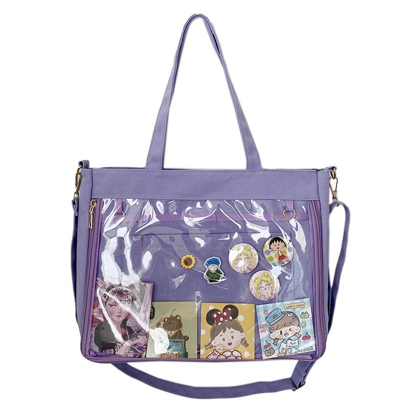 Kawaii Handbags Pain Bag Transparent Large Capacity Shoulder Bags Japanese College-Style Girl Student JK Crossbody Bag Ita Bag