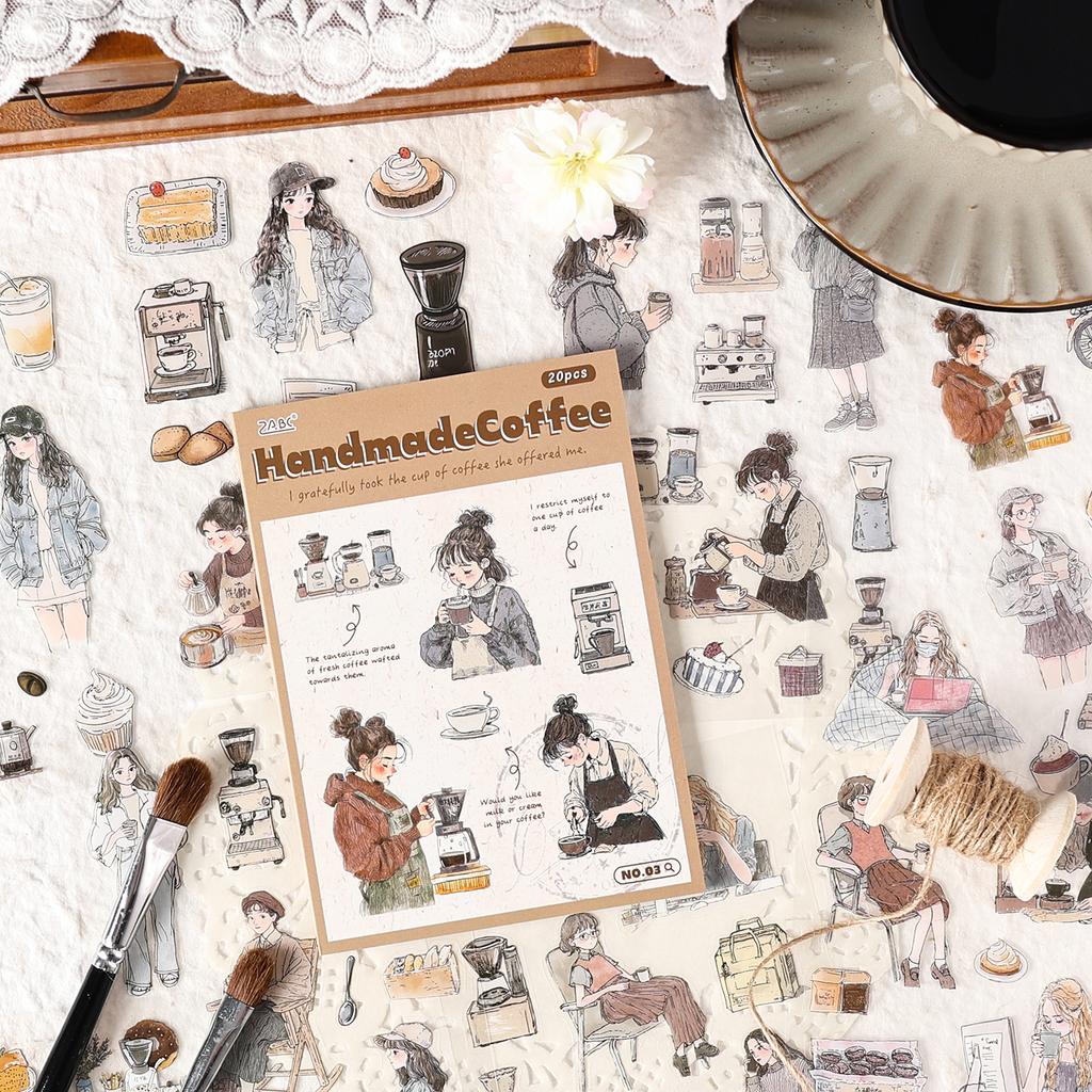 20 Sheets PET Die cut Stickers book Cartoon girl characters Decorative handmade Craft Material Diary Album Scrapbooking Supplies