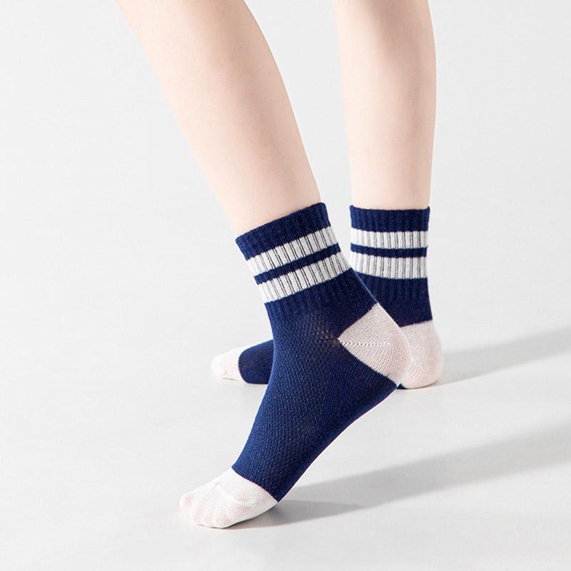 Fashion R Letter Baby Socks 5 Pairs Summer Mesh Breathable Boy Girl Stripe Middle Tube Socks 0-12 Years Kids Casual Sports Socks
