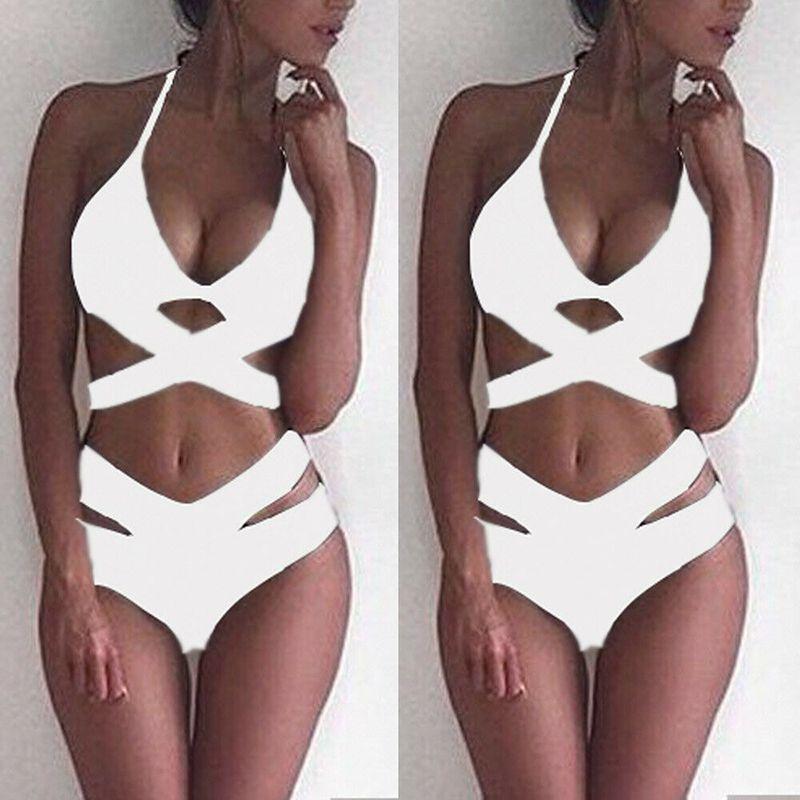 

Elegant Women High Waisted Bikini Set With Padded Push-up Bra And Adjustable Straps M