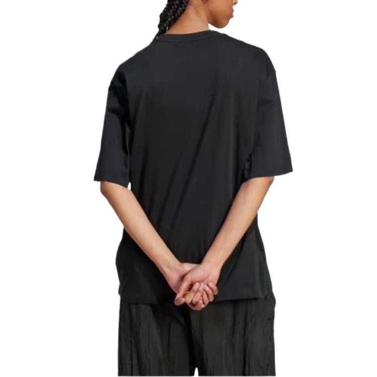 Adidas Essentials Loose Cotton Crew Neck Short Sleeve T-Shirt Women Tops Black IY7321