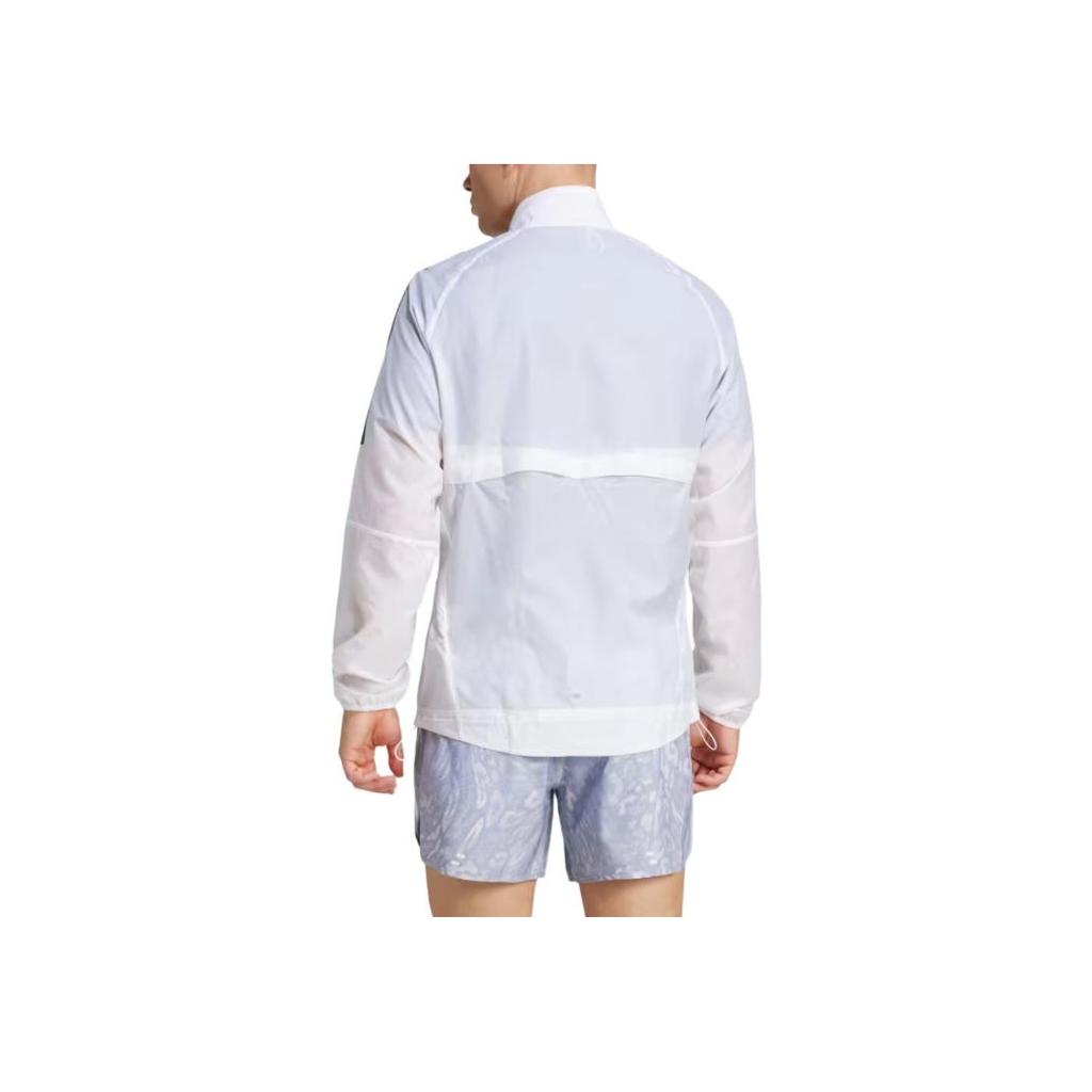 adidas Veste Confortable 3 Bandes Own The Run Coupe Slim Col Zippé Veste Homme Blanc JD7760