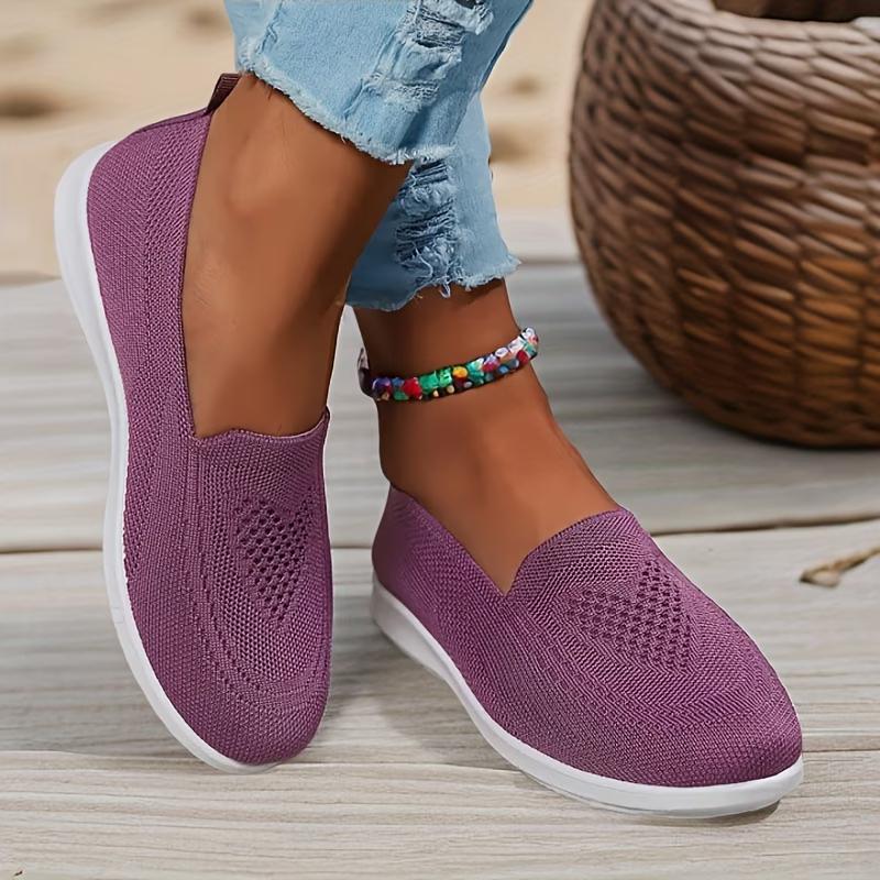 Sneakers, 1 Pair of Lightweight and Breathable Women's Knitted Flats, Breathable Low-top Fitness Shoes,
