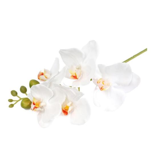Flores de Orquídeas Artificiales Real Touch Flores Artificiales de Seda Falsa Flor Phalaenopsis Artificial con 5 Cabezas Florales para Decoración Interior del Hogar Mesa de Oficina