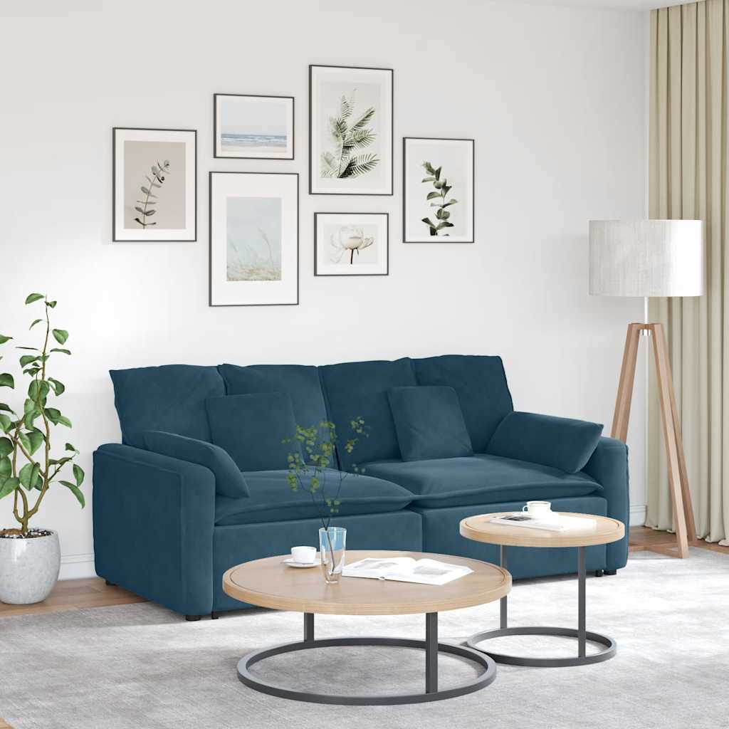 Modular Sofa with Cushions Blue