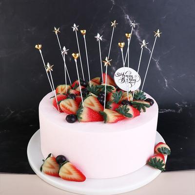 Silver 3D DIY Wedding Birthday For Dessert Cake Decoration Baking Gifts Cake Insert Birthday Supplies Cake Topper