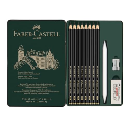 Faber-Castell Pitt Matte Pencil Set, Graphite Sketch Set, 11 Pieces, 8 Graphite Pencils, Drawing Accessories [Official Japanese Product]