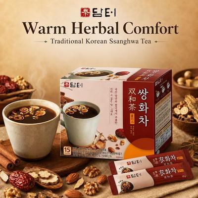 Damtuh Ssanghwa Tea Plus  15 Sticks Black Herbal Tea