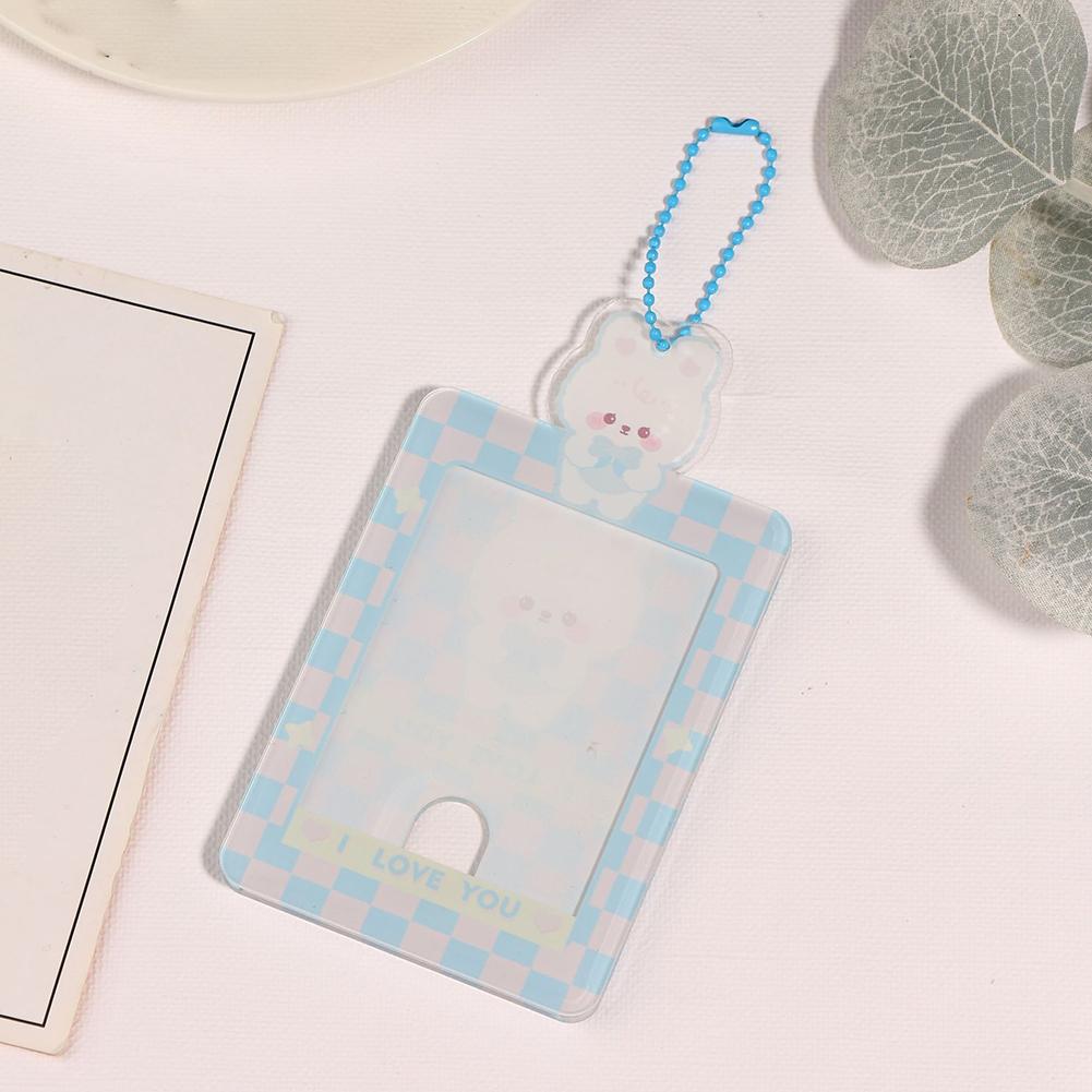 Kawaii Bear Baby Blue Photocard Holder Credit Id Bank Card Photo Display Holder Bus Card Protective Case Pendant