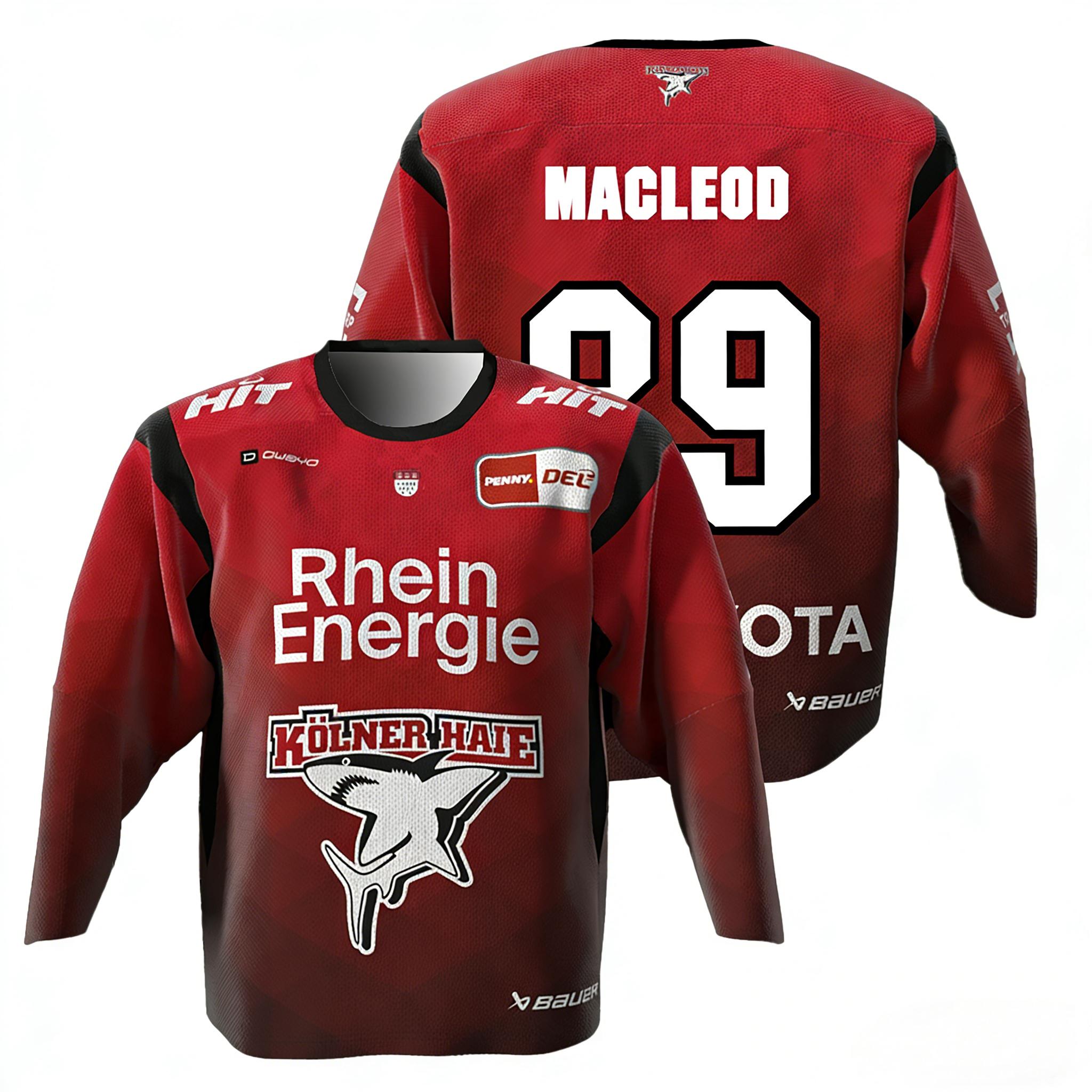 Haier MacLeod # 89 Russell 2026 DEL Eltern-Kind Deutsches Eishockey Trikot 3D-Druck Rundhals Langarm T-Shirt 2XL black