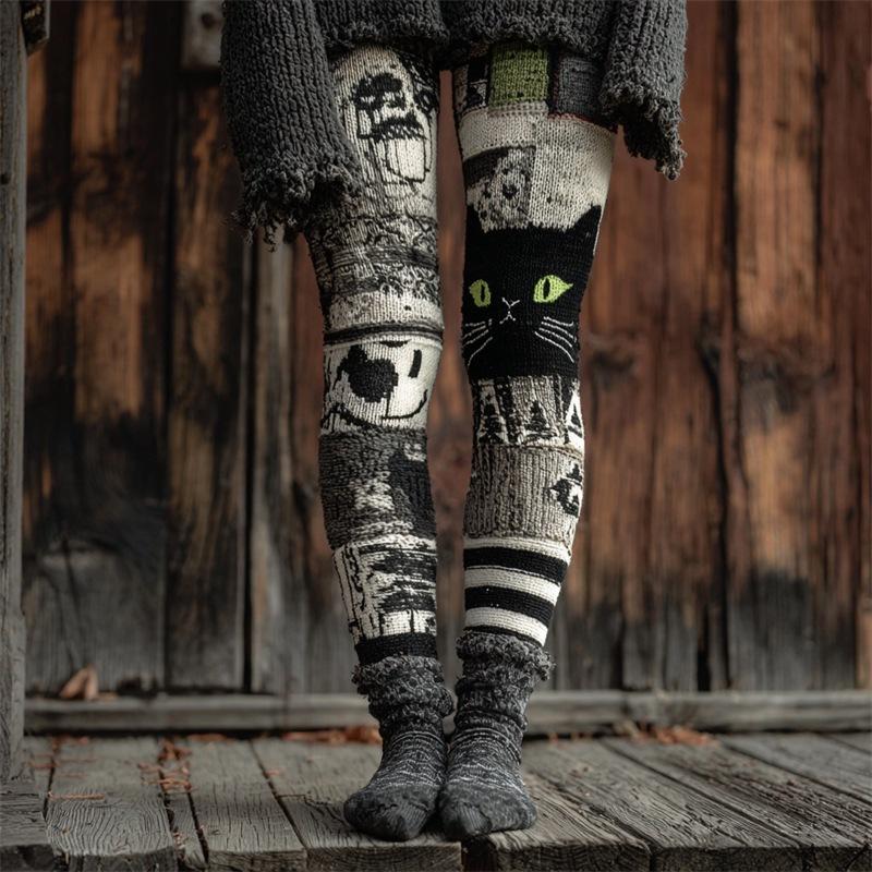 Women's High Waist Yoga Leggings Slim Fit Streetwear Cat Digital Print Stretch Fitness Workout Pants