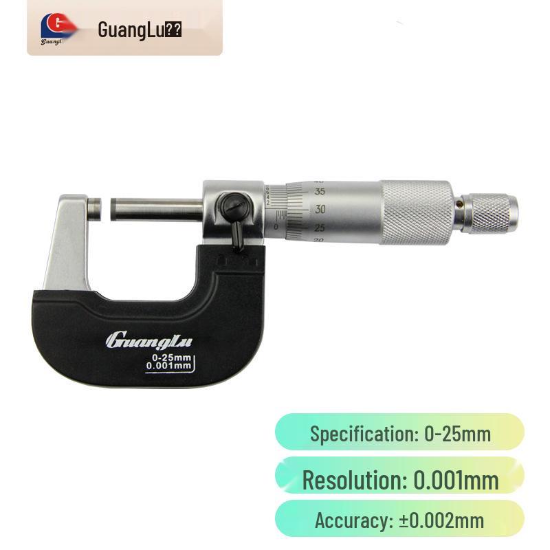 High-Precision Outer Diameter Micrometer 0-25mm, 0.001mm Resolution