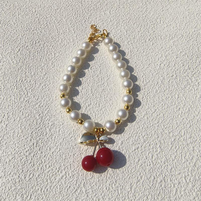 New Love Pendant Pearl Beaded Pet Necklace Versatile Accessories Handmade Cat and Dog Collar