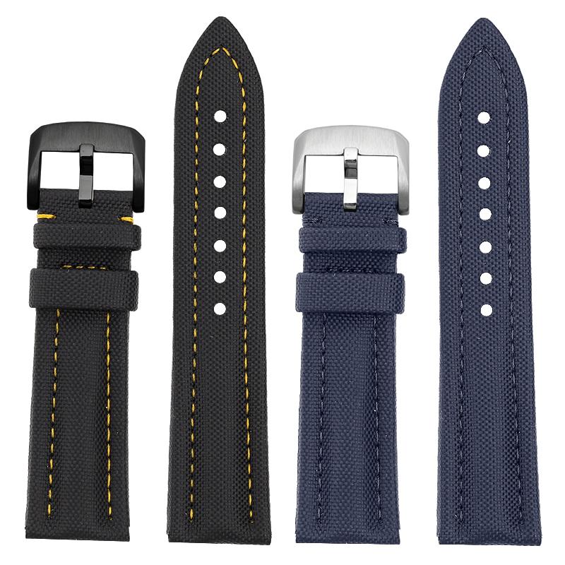 For BLANCPAIN Co branded Fifty Fathoms Five Oceans Nylon silicone bottom Watch Strap Black Men's Canvas Bracelet 22MM Watchband