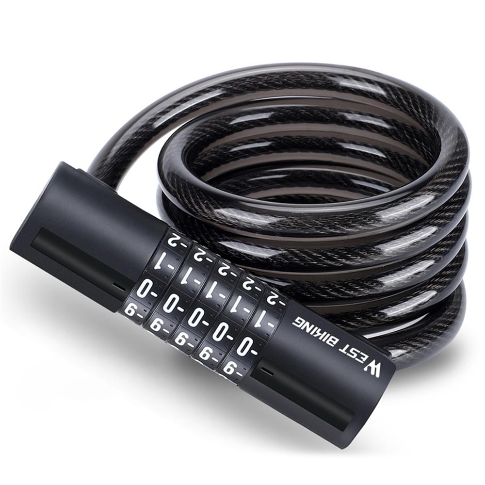 Bicycle Lock 90cm/120cm/150cm Bicycle Lock Cable High Security 5 Digit Resettable Combination Lock