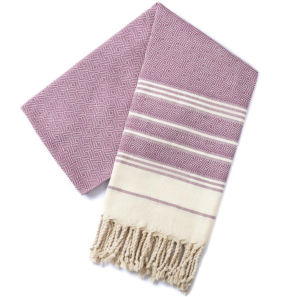 Cotton Turkish beach towel New diamond grid sports and fitness tassel bath towel kitchen towel soft absorbent quick