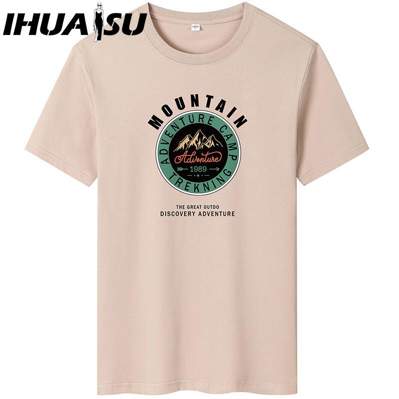 IHUASU Kurzarm-T-Shirt aus Baumwolle für Herren, modisch, lockeres Halbarmhemd, bedrucktes mitfühlendes Hemd