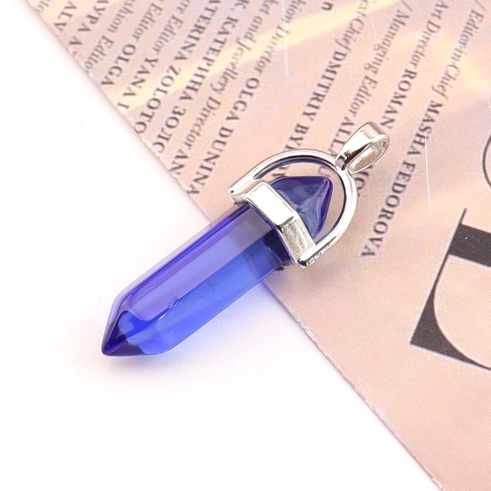 Hexagonal Column Natural Amethyst Powder Crystal Winding Hexagonal Column Pendant Handmade Bullet Necklace Jewelry N788