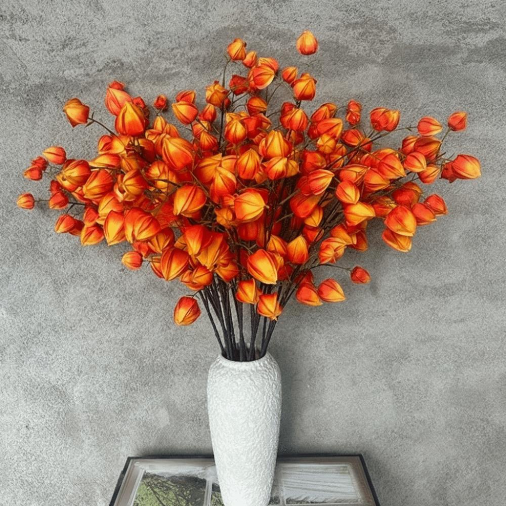 Lifelike Artificial Lantern Flower Real Touch Simulation Flower Branch  Living Room