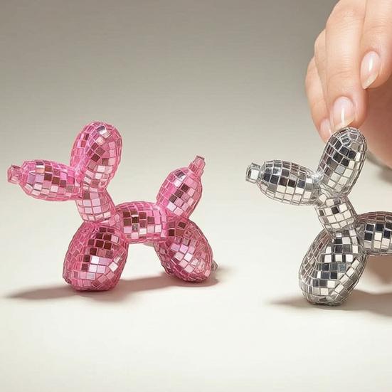 Disco Dog Ornament, Maximalist Balloon Dog Statue for Dog Mom & Dog Dad, Aesthetic Disco Ball Decor, Preppy Apartment Home Decor, Cute Room Decor &