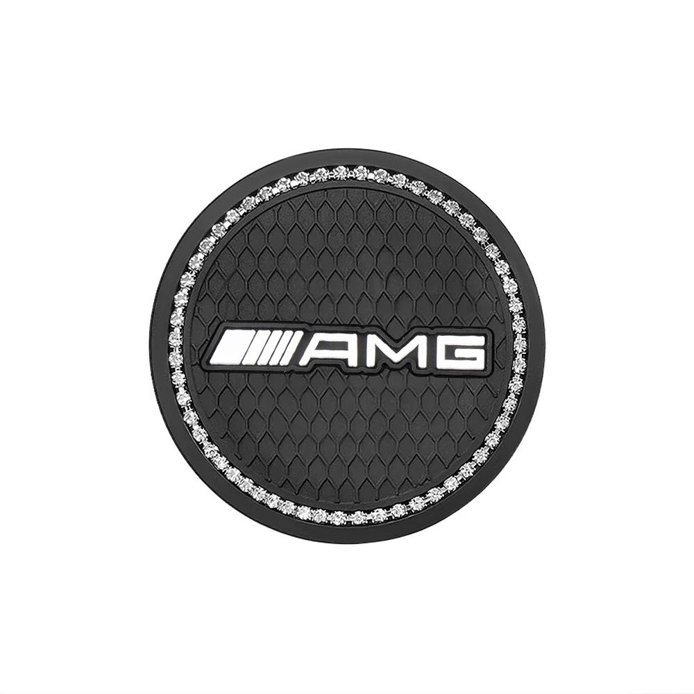 

New 80% 1/2Pcs Diamond Rubber Non-slip Mat Water Cup Slot Pad Car Coaster For Mercedes benz A B R G Class AMG GLK GLA CLA W204