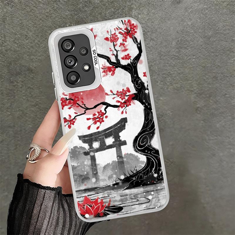 Japanese Minimalist Pine Tree Soft Phone Case for Samsung A17 A16 A15 A14 A13 A57 A56 A55 A54 A53 A37 A36 A35 A34 A33 A26 A25 A2