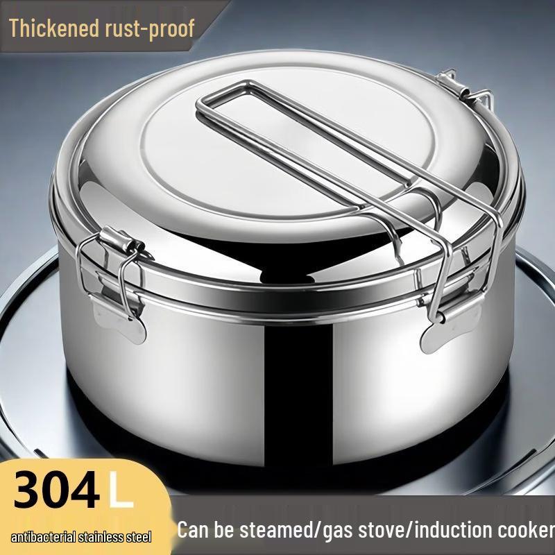 Zhi Shi Stainless Steel Double-Layer Round Lunch Box