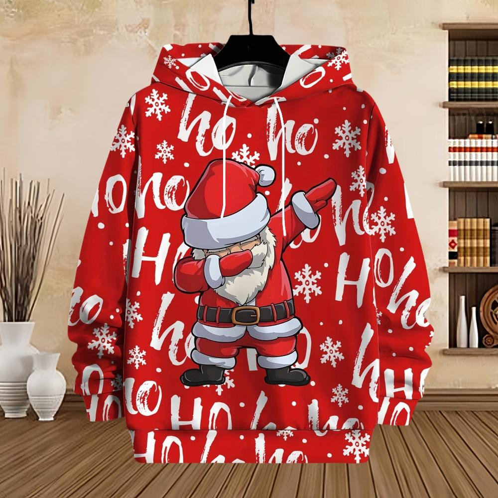 Merry Christmas Men's Hoodies Funny Santa Claus Ho Ho Pullovers Sweatshirts Long Sleeve Men's Xmas Sportsuit Jumper