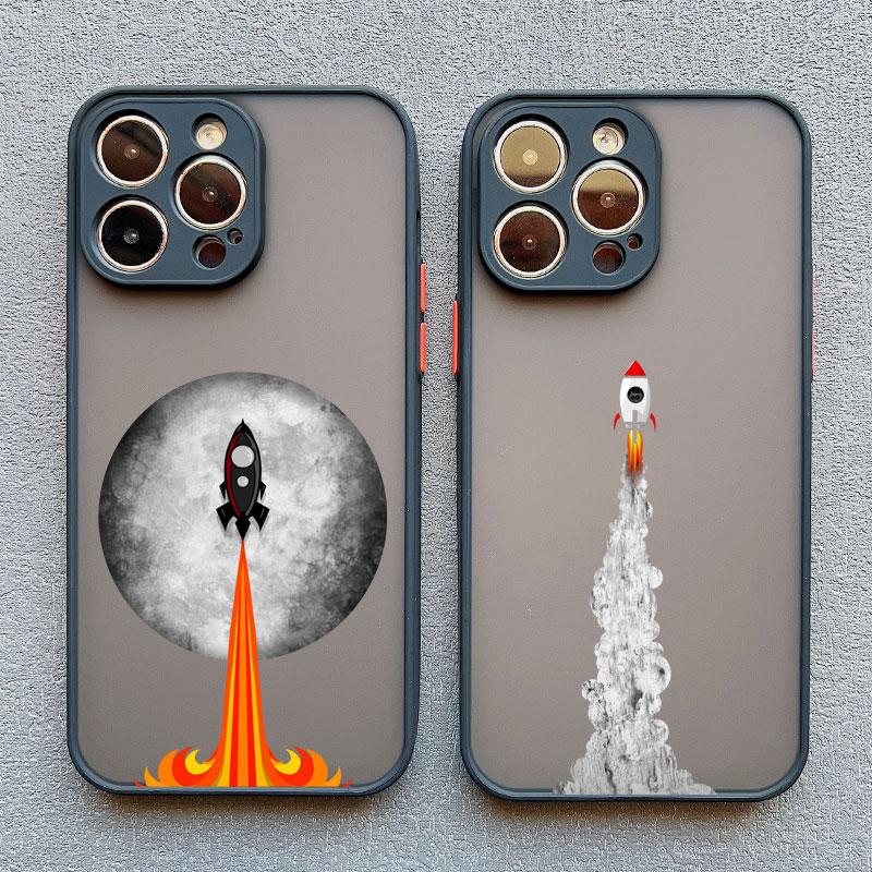 Cute Spaceman Cartoon Spacecraft Phone Case For iPhone 13 11 Pro Max Mini 15 14 12 Pro Max XS XR XS Shockproof Back Cover Bumper