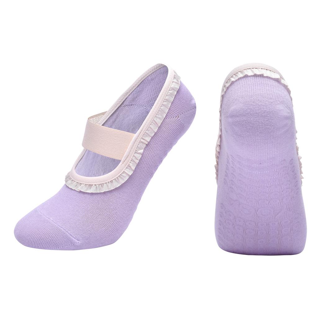 Fashion Cross Tied Yoga Socks Women Combed Cotton   Lace Dance Fitness Socks  Pilates Socks for Women