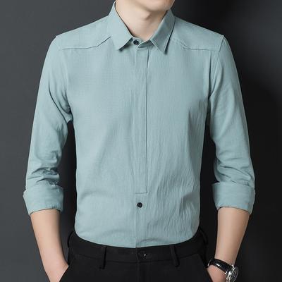 New Long Sleeve Shirt Men's Lapel New Men's Autumn Tops Thin Loose Shirt