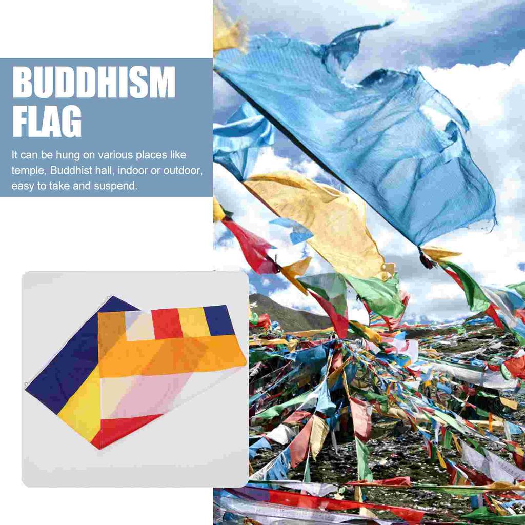 Flag Buddha Flags Banner Prayer for Outdoor Buddhism Blessing Polyester