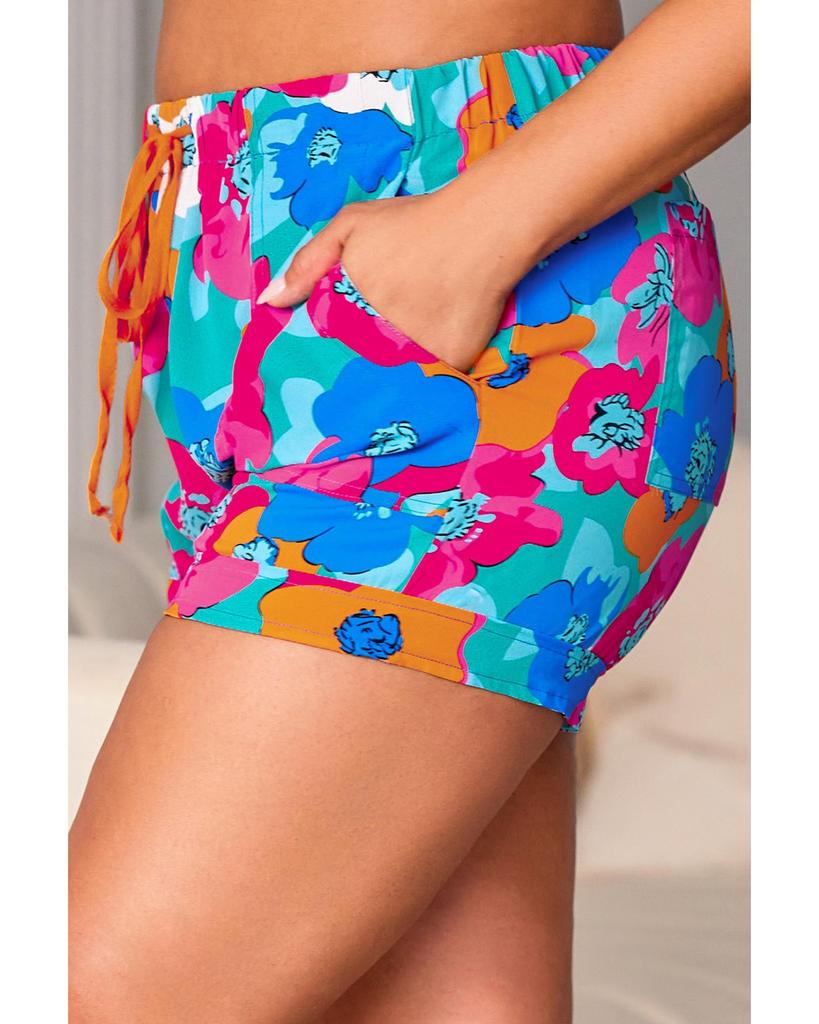 Azura Exchange Abstract Floral Print Drawstring Shorts