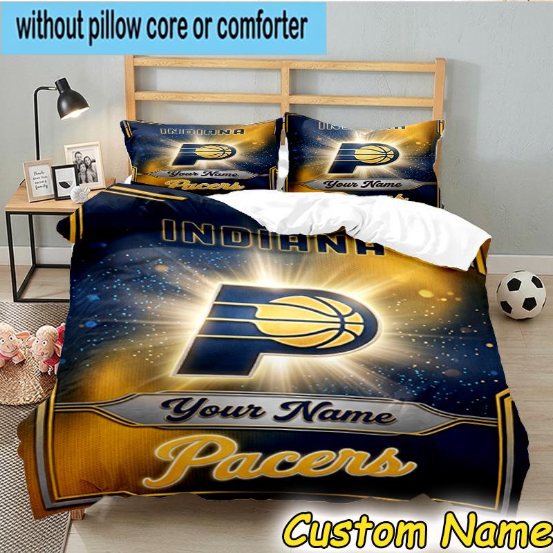 3pcs Custom Name Pacers Basketball Team  Bedding Set Includes 1 Duvet Cover & 2 Pillowcases for All Seasons Dormitory Home Decor Christmas gifts