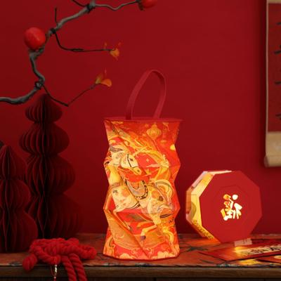 Składany lampion lampka nocna przenośna wisząca lampa ambientowa z uchwytem prezent świąteczny na Rok Konia do dekoracji domu pamiątka na Chiński Nowy Rok