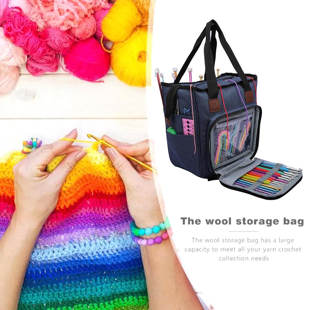 Sewing Machine Storage Bag Large Capacity Waterproof Yarn Knitting Tote Tools Bag Needles Crochet Hooks DIY Sewing Kit Bag