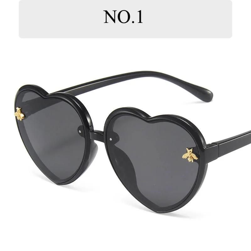 New Fashion Brand Heart Kids Sunglasses Children Cute Pink Cartoon Bee Sun Glasses Girls Boys Baby Gradient Eyewear