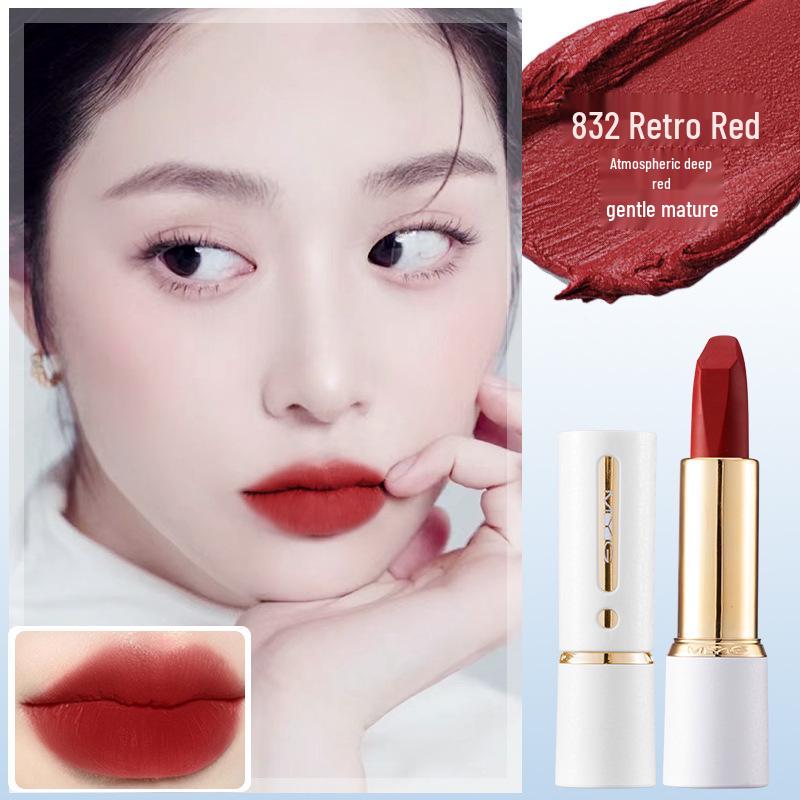 MYG Glamour Hall Waterproof Matte Lipstick: Long-Lasting, Non-Stick, Moisturizing, Sweat-Proof, Enhances Complexion - Little White Tube