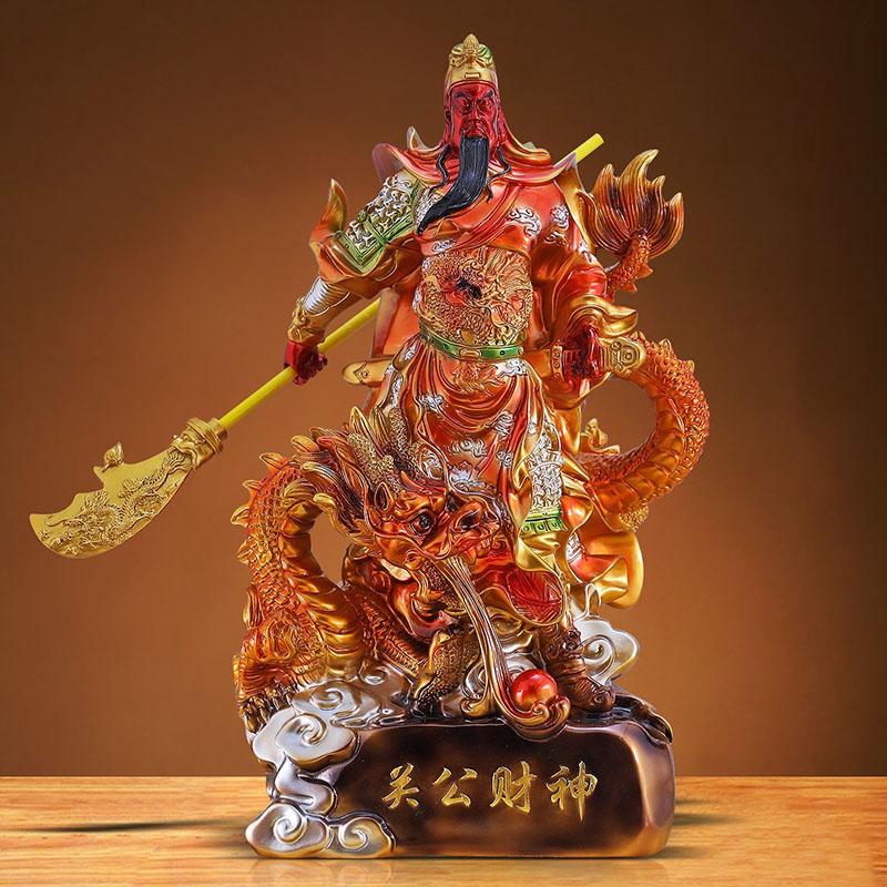 Colorful Guan Gong Fortune Statue Resin Ornaments Household Worship Sculpture Crafts Company Front Desk Decoration Opening Gifts