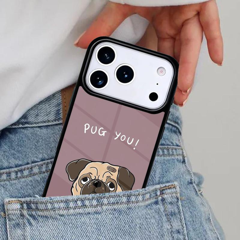 Pug Dog Funny Cartoon Phone Case for iPhone 17ProMax 12 13 14 15 16e 17 Pro Max Plus Air Cover
