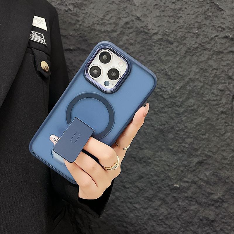 For Magsafe Solid Color Matte Soft TPU Border Bracket Shockproof Phone Case For IPhone 15 Pro Max 13 12 11 14 Pro Max Plus Cover