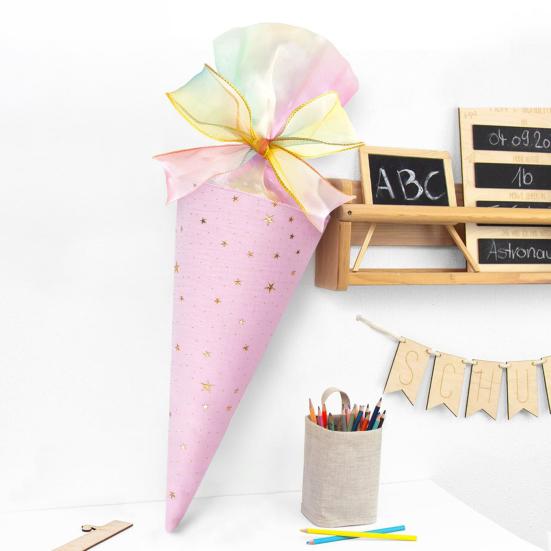 2 Pcs Pink Bow Cone Cellophane Bag DIY Sweet Cone Shaped Treat Bags for Wedding Party Favors Sweet Snack Popcorn Packing