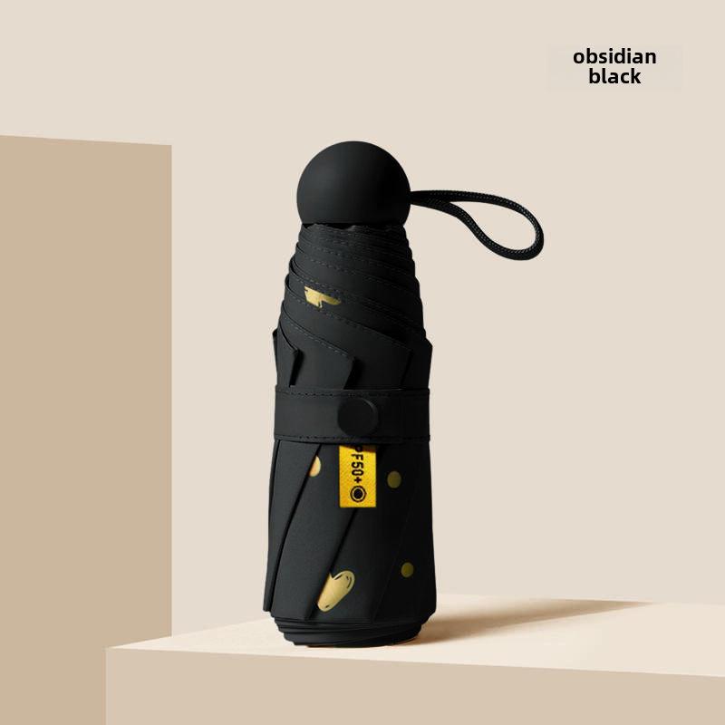 Umbrelă compactă de damă cu ștanțare aurie: Protecție UV, pliabil portabil, pentru soare și ploaie