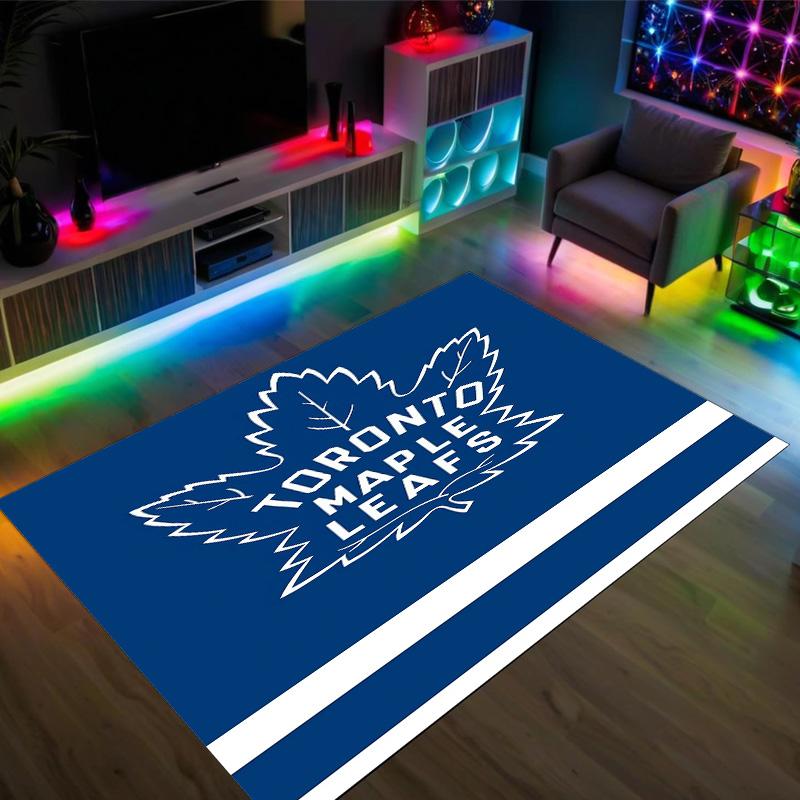 Toronto Maple Leafs Design Crystal Velvet Carpet Cozy Non?Slip Printed Rug For Bedroom Living Room Entrance