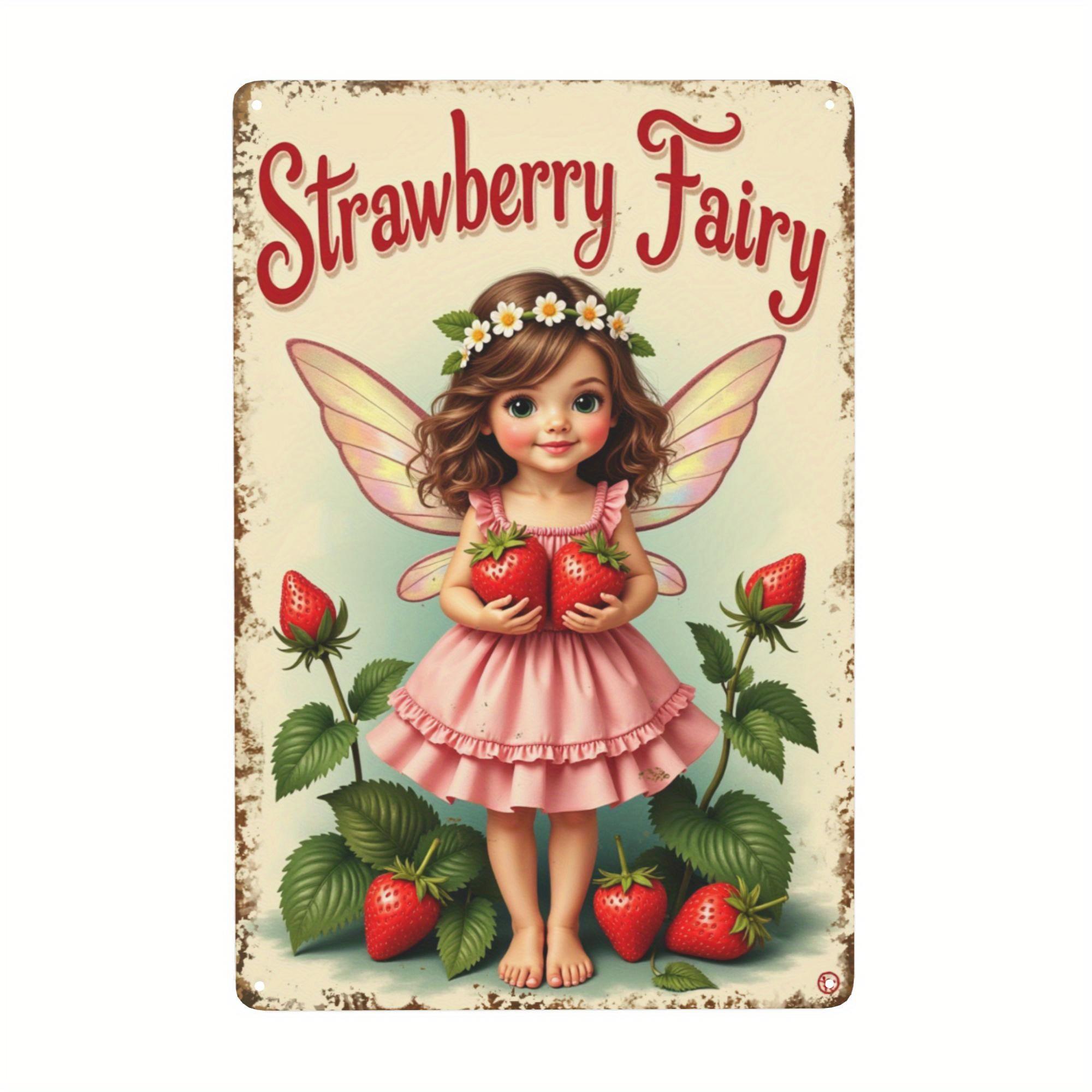 

Винтажный металлический настенный декор «Клубничная фея» – Расписанная вручную ретро жестяная табличка | Прочный декор для дома для использования в помещении и на улице 20X30cm