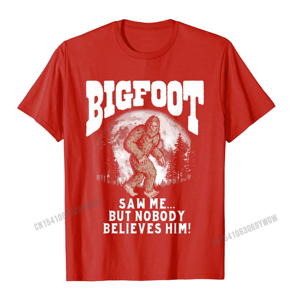 Bigfoot Saw Me But Nobody Believes Funny Sasquatch Moon TShirt Camisas Unisex Cool Tops Tees Cotton Unisex Top TShirts Oversized