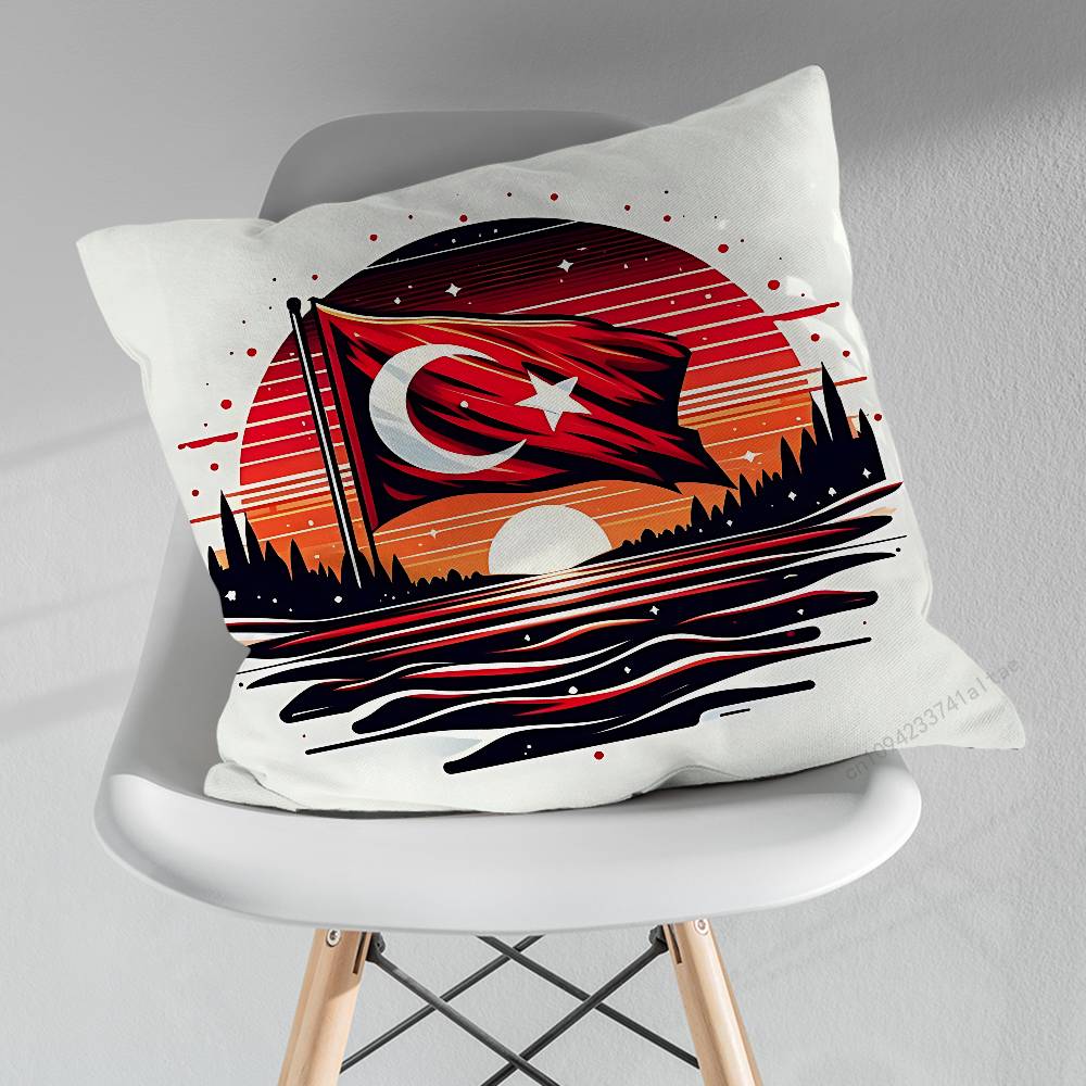 Cool Art Turkish Flag Throw Pillow Case Living Room Sofa Cushion Cover For Home Bedroom Decoration Protector