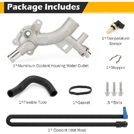 Aluminum Coolant Thermostat Housing Water Outlet & Inlet Hose For Chevrolet Cruze Sonic Trax Buick Encore 1.4L 25193922 55565334