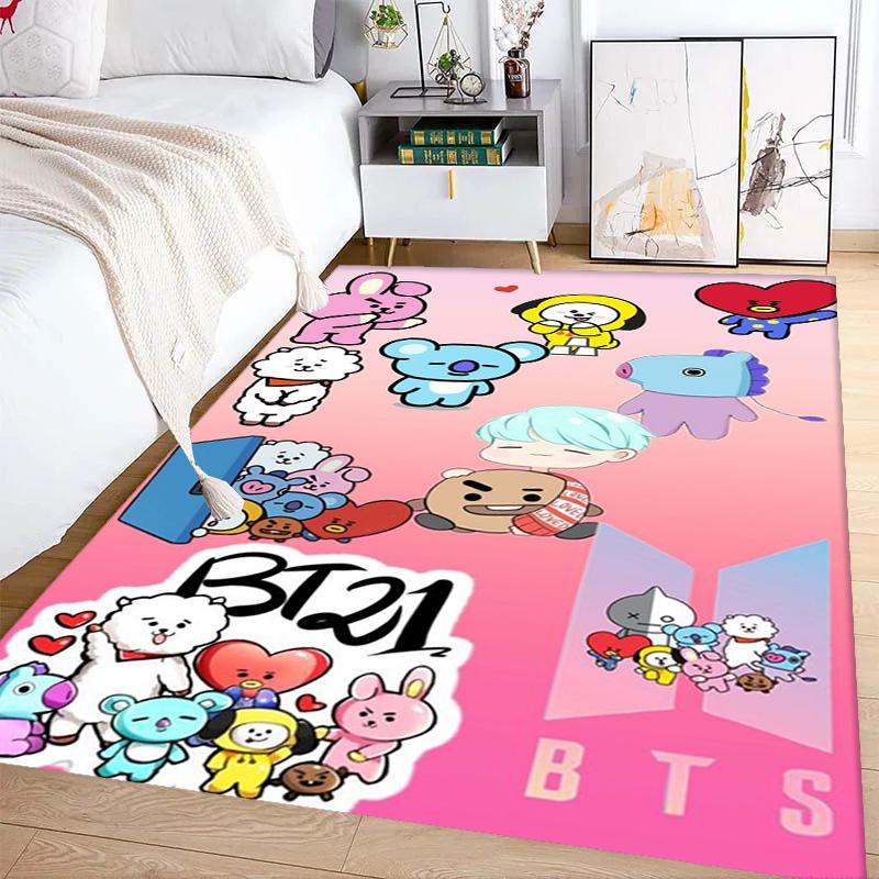 Colorful BT21 Characters Celebration carpet Living room and bedroom mats printing Office chair cushion Dormitory decoration Fashion