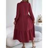 GMXIA Autumn and Winter Lapel Casual Loose Long-sleeved Ruffled Shirt Dress for Women